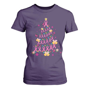 Christmas Breast Cancer T Shirt For Women Pink Ribbon Xmas Tree TS09 Purple Print Your Wear