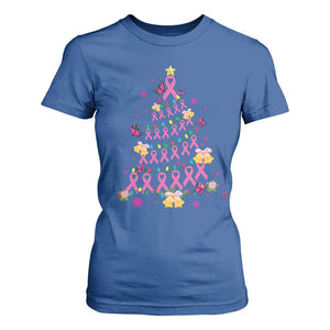 Christmas Breast Cancer T Shirt For Women Pink Ribbon Xmas Tree TS09 Royal Blue Print Your Wear