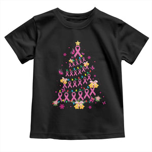 Christmas Breast Cancer Toddler T Shirt Pink Ribbon Xmas Tree TS09 Black Print Your Wear