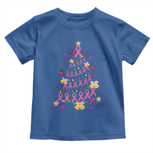 Christmas Breast Cancer Toddler T Shirt Pink Ribbon Xmas Tree TS09 Royal Blue Print Your Wear