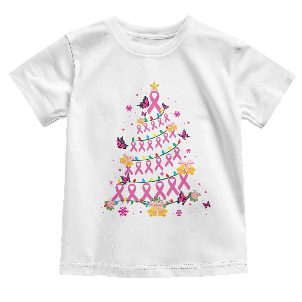Christmas Breast Cancer Toddler T Shirt Pink Ribbon Xmas Tree TS09 White Print Your Wear