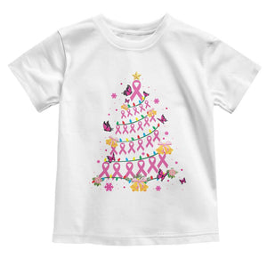 Christmas Breast Cancer Toddler T Shirt Pink Ribbon Xmas Tree TS09 White Print Your Wear