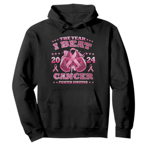 The Year I Beat Cancer Boxing Gloves Fighter Survivor Hoodie TS09 Black Print Your Wear