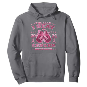 The Year I Beat Cancer Boxing Gloves Fighter Survivor Hoodie TS09 Charcoal Print Your Wear