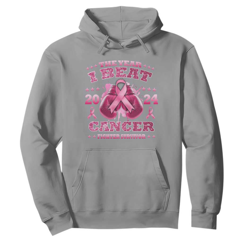 The Year I Beat Cancer Boxing Gloves Fighter Survivor Hoodie TS09 Sport Gray Print Your Wear
