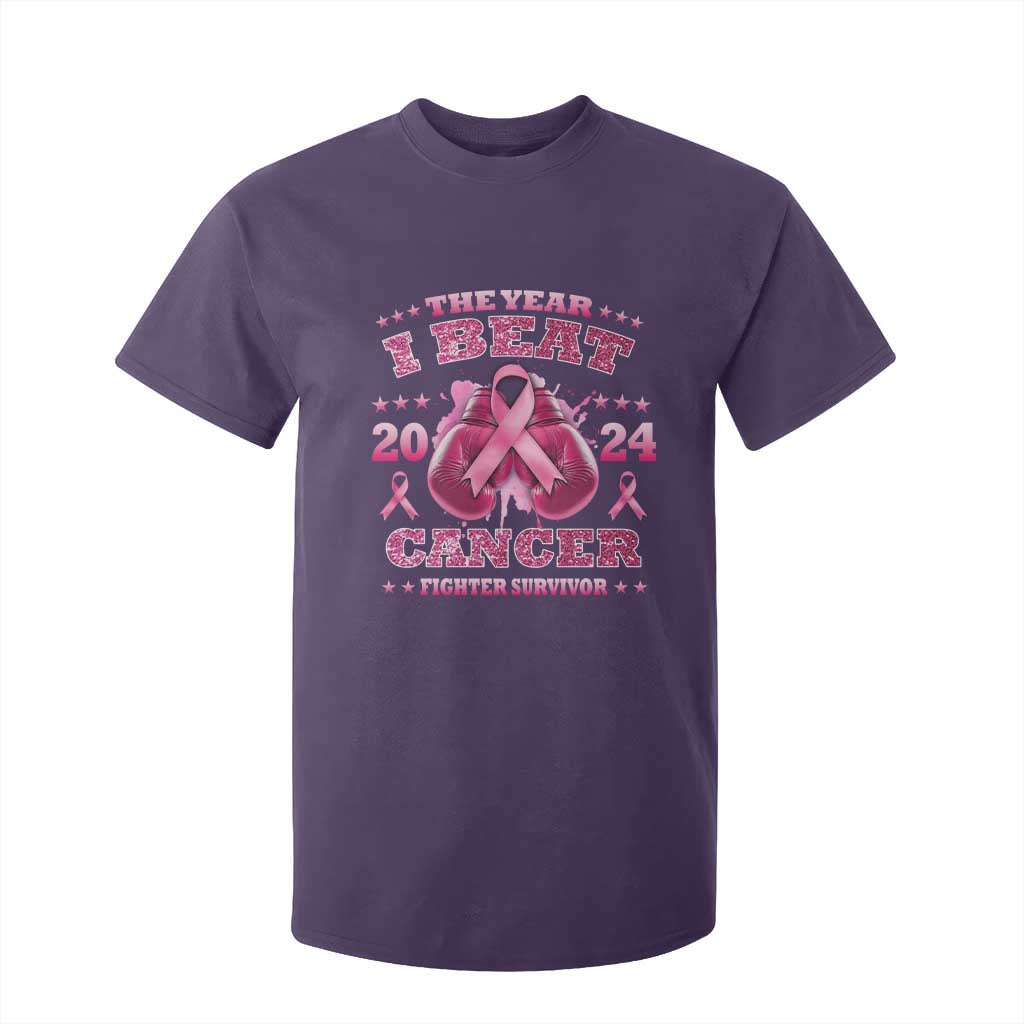 The Year I Beat Cancer Boxing Gloves Fighter Survivor T Shirt For Kid TS09 Purple Print Your Wear