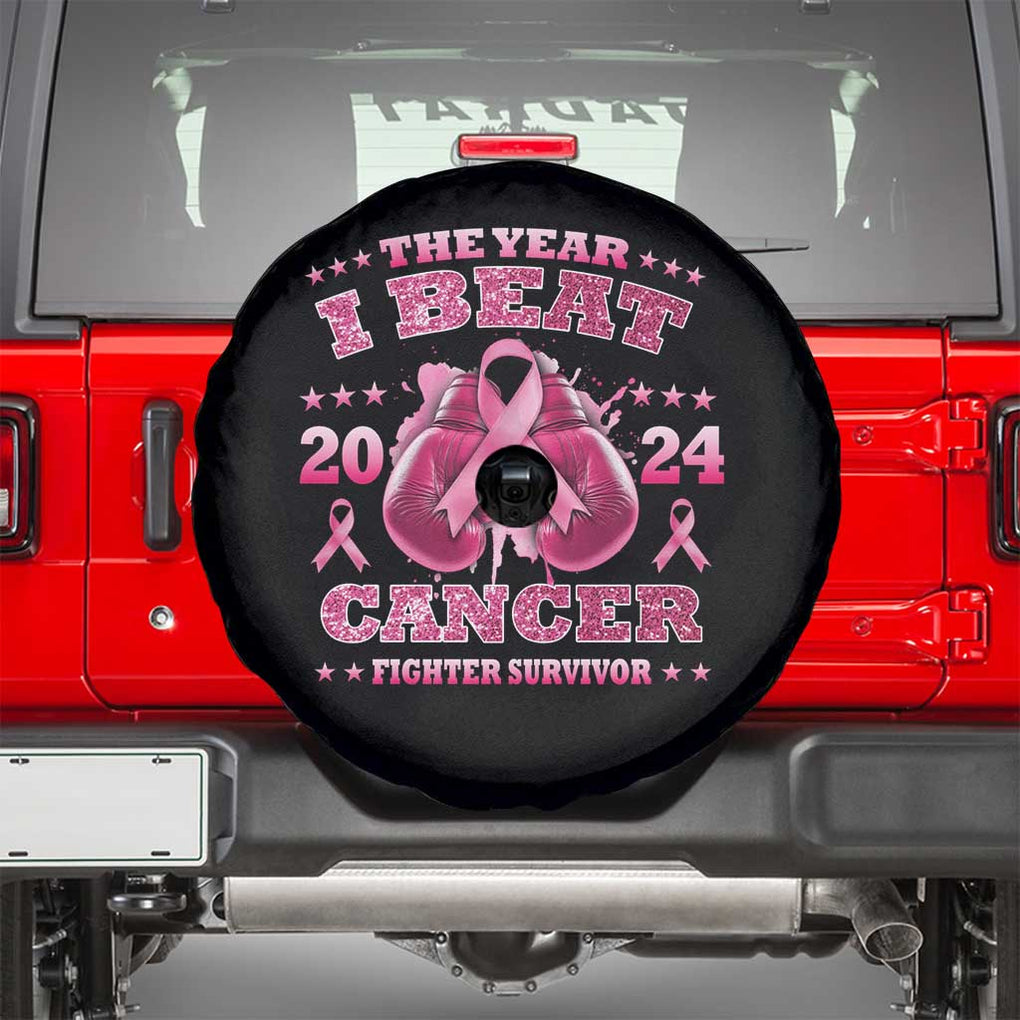 The Year I Beat Cancer Boxing Gloves Fighter Survivor Spare Tire Cover TS09 Black Print Your Wear