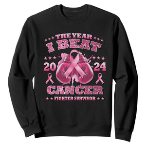 The Year I Beat Cancer Boxing Gloves Fighter Survivor Sweatshirt TS09 Black Print Your Wear