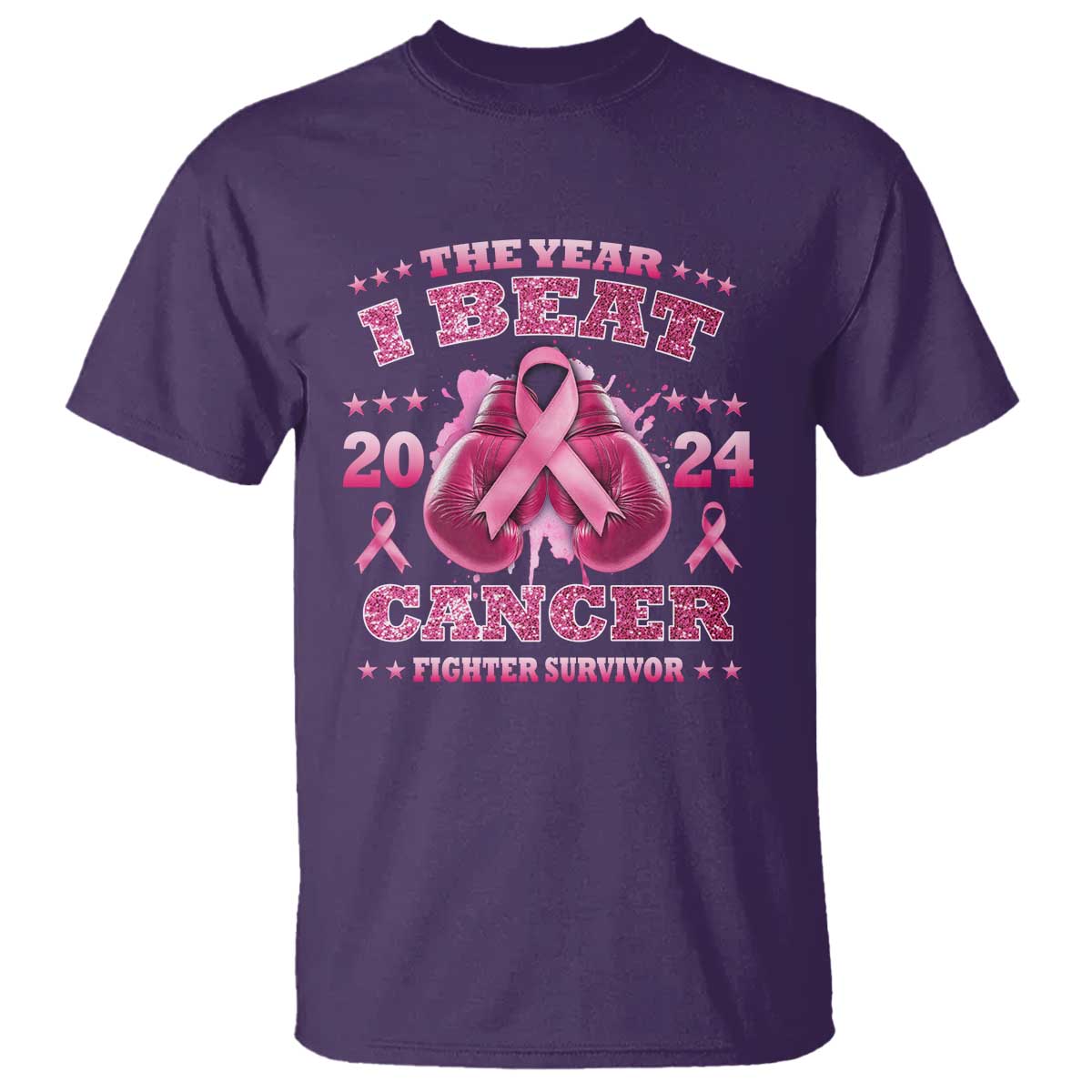 The Year I Beat Cancer Boxing Gloves Fighter Survivor T Shirt TS09 Purple Print Your Wear