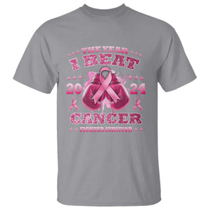 The Year I Beat Cancer Boxing Gloves Fighter Survivor T Shirt TS09 Sport Gray Print Your Wear