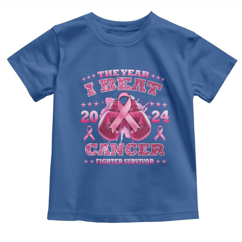 The Year I Beat Cancer Boxing Gloves Fighter Survivor Toddler T Shirt TS09 Royal Blue Print Your Wear