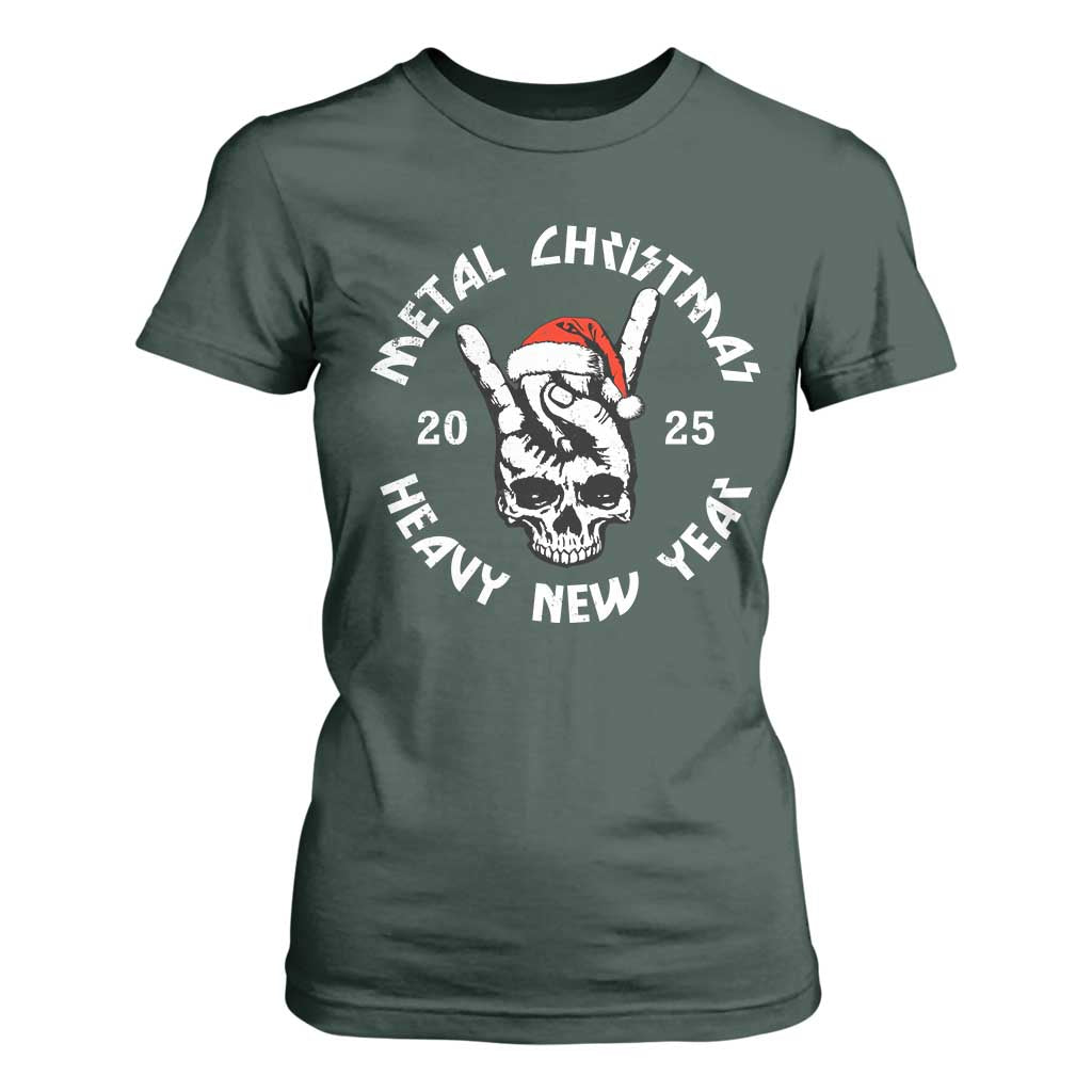 Funny Heavy Metal T Shirt For Women Metal Christmas Heavy New Year Rock Hand Sign TS09 Dark Forest Green Print Your Wear