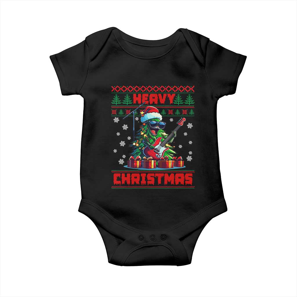 Funny Heavy Christmas Rock Band Guitarist Baby Onesie TS09 Black Print Your Wear