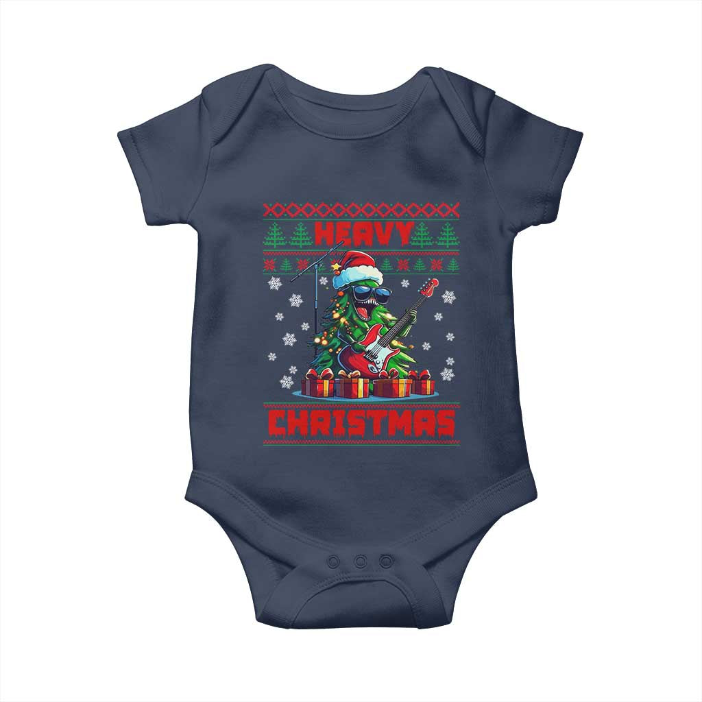 Funny Heavy Christmas Rock Band Guitarist Baby Onesie TS09 Navy Print Your Wear