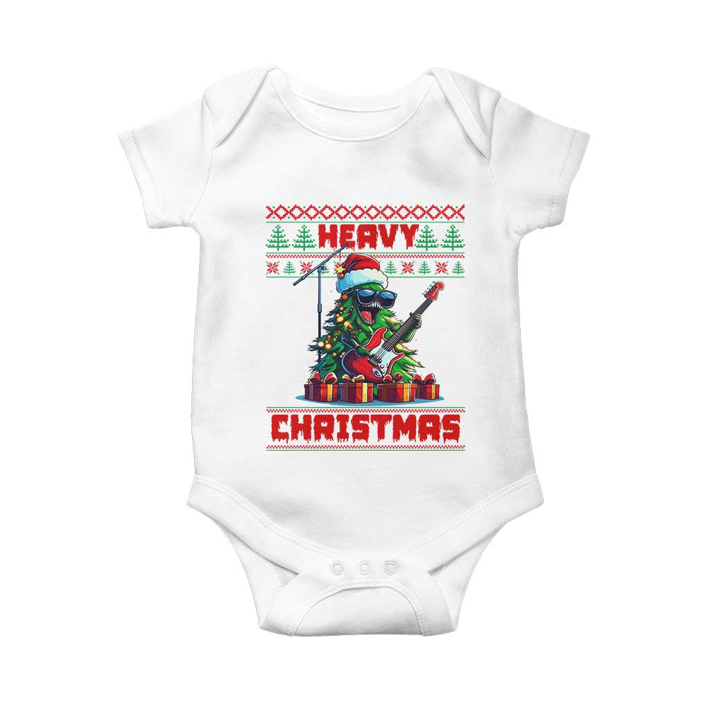 Funny Heavy Christmas Rock Band Guitarist Baby Onesie TS09 White Print Your Wear