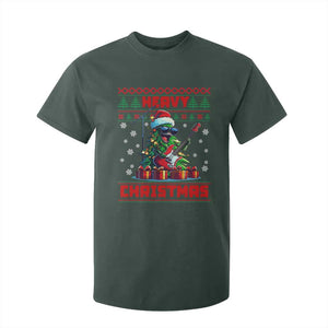 Funny Heavy Christmas Rock Band Guitarist T Shirt For Kid TS09 Dark Forest Green Print Your Wear