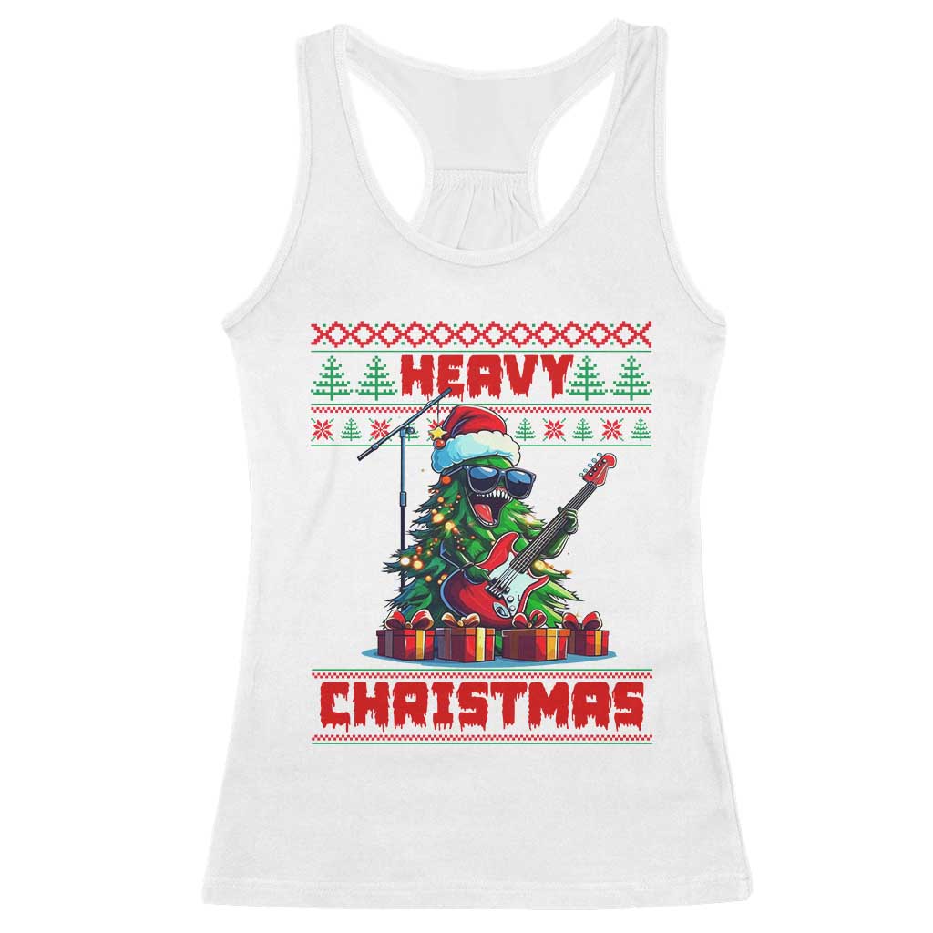 Funny Heavy Christmas Rock Band Guitarist Racerback Tank Top TS09 White Print Your Wear