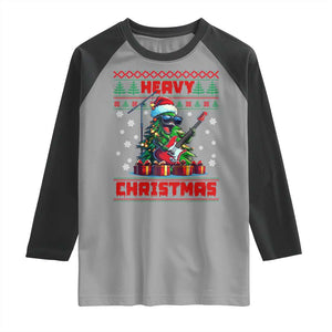 Funny Heavy Christmas Rock Band Guitarist Raglan Shirt TS09 Sport Gray Black Print Your Wear