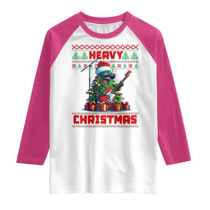 Funny Heavy Christmas Rock Band Guitarist Raglan Shirt TS09 White Heliconia Print Your Wear