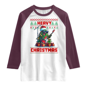 Funny Heavy Christmas Rock Band Guitarist Raglan Shirt TS09 White Maroon Print Your Wear