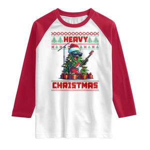 Funny Heavy Christmas Rock Band Guitarist Raglan Shirt TS09 White Red Print Your Wear