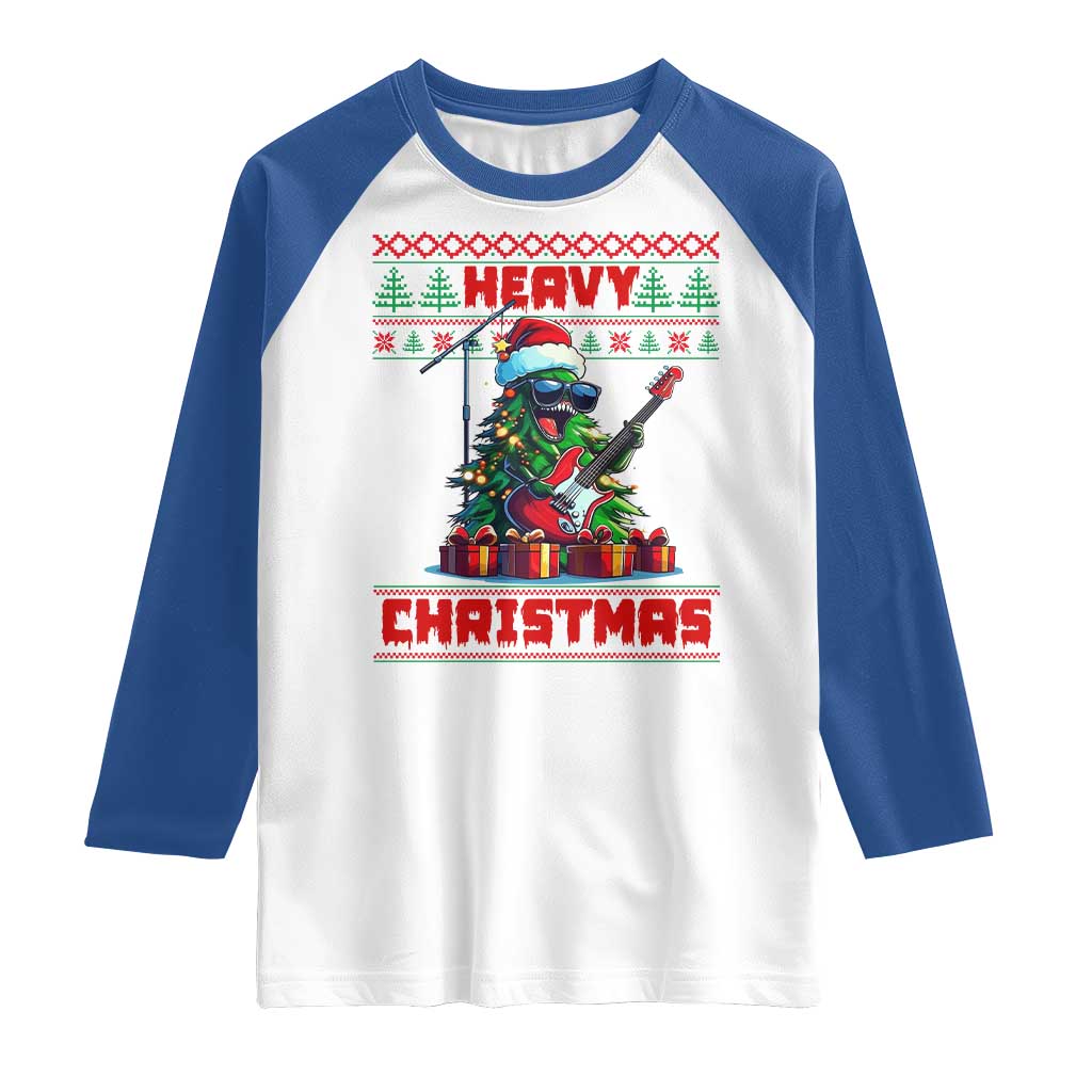 Funny Heavy Christmas Rock Band Guitarist Raglan Shirt TS09 White Royal Print Your Wear