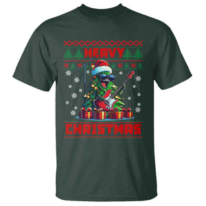 Funny Heavy Christmas Rock Band Guitarist T Shirt TS09 Dark Forest Green Print Your Wear