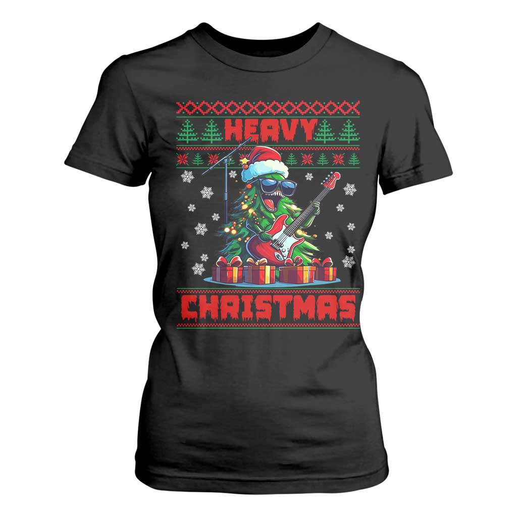 Funny Heavy Christmas Rock Band Guitarist T Shirt For Women TS09 Black Print Your Wear