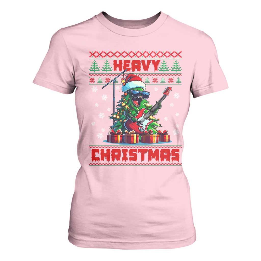 Funny Heavy Christmas Rock Band Guitarist T Shirt For Women TS09 Light Pink Print Your Wear