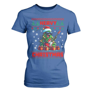 Funny Heavy Christmas Rock Band Guitarist T Shirt For Women TS09 Royal Blue Print Your Wear