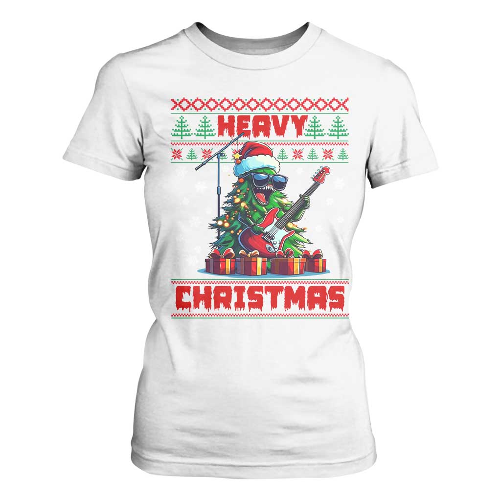Funny Heavy Christmas Rock Band Guitarist T Shirt For Women TS09 White Print Your Wear