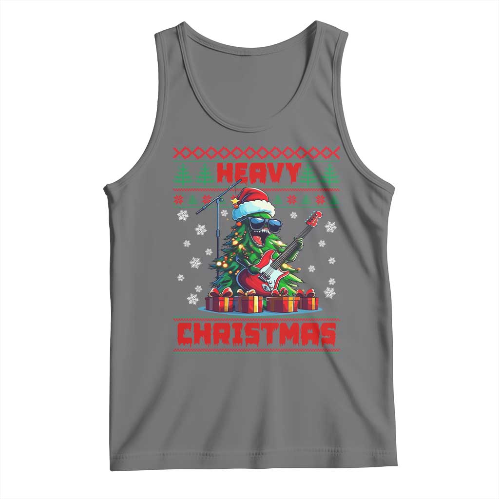 Funny Heavy Christmas Rock Band Guitarist Tank Top TS09 Black Heather Print Your Wear