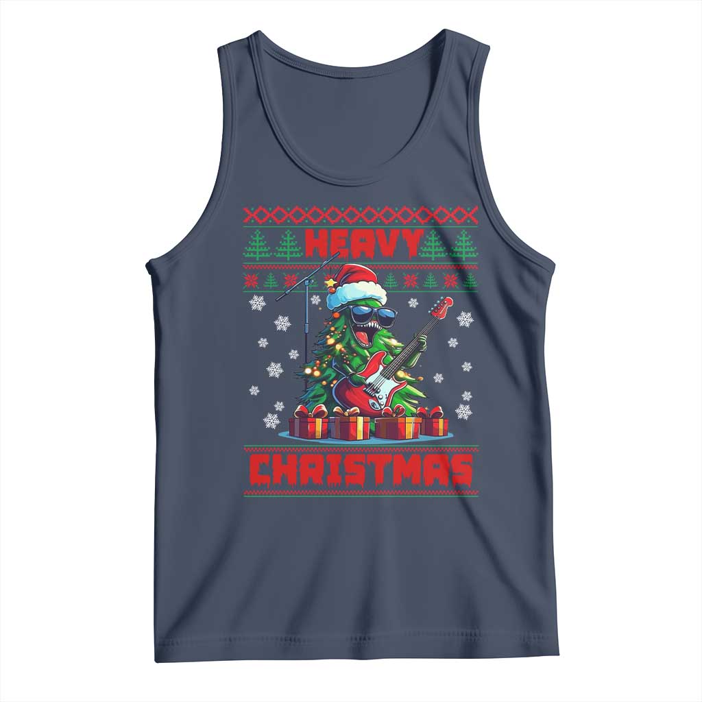 Funny Heavy Christmas Rock Band Guitarist Tank Top TS09 Navy Print Your Wear