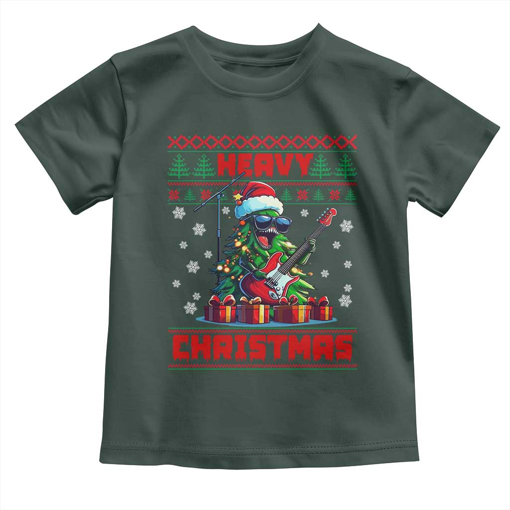 Funny Heavy Christmas Rock Band Guitarist Toddler T Shirt TS09 Dark Forest Green Print Your Wear