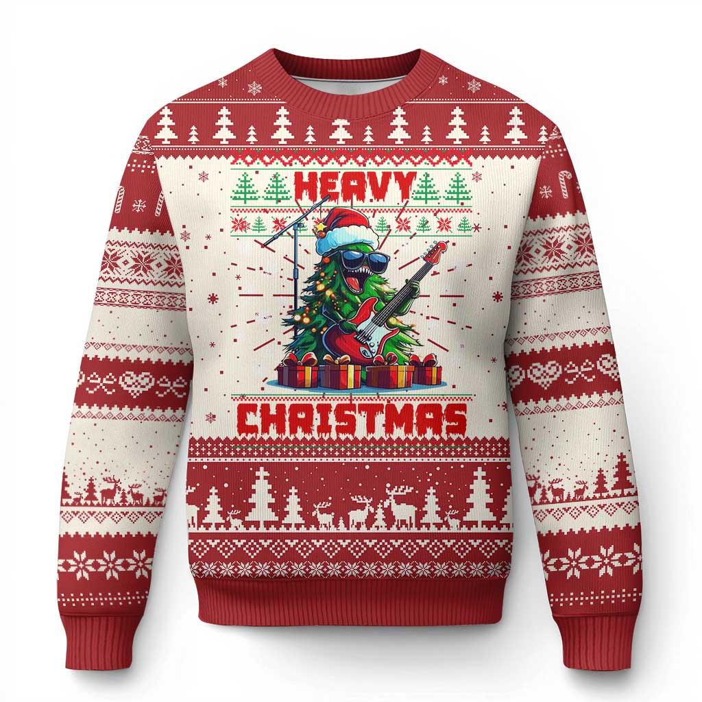 Funny Heavy Xmas Rock Band Guitarist Ugly Christmas Sweater TS09 Red Print Your Wear
