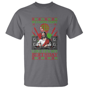 Funny Christmas Party DJ Jesus T Shirt We Gonna Party Like It's My Birthday TS09 Charcoal Print Your Wear