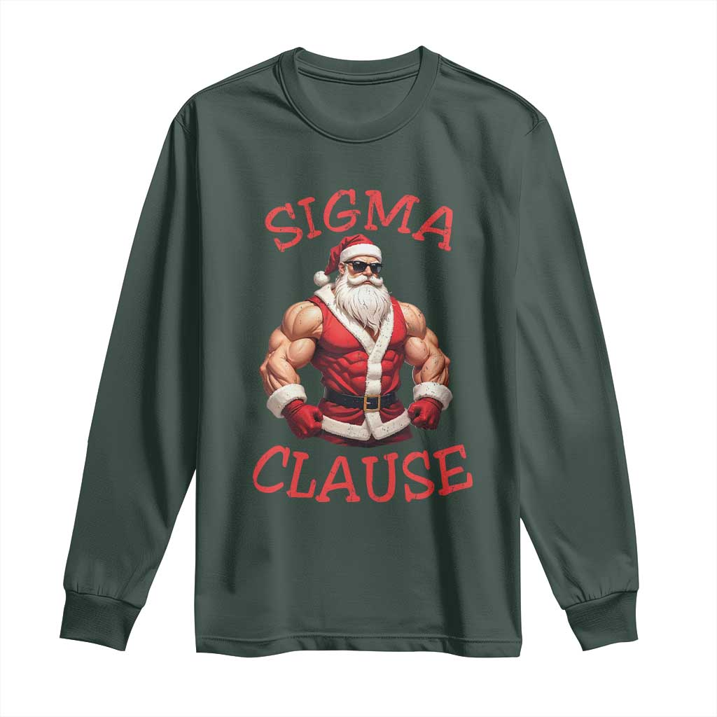 Funny Xmas Sigma Claus Long Sleeve Shirt TS09 Dark Forest Green Print Your Wear