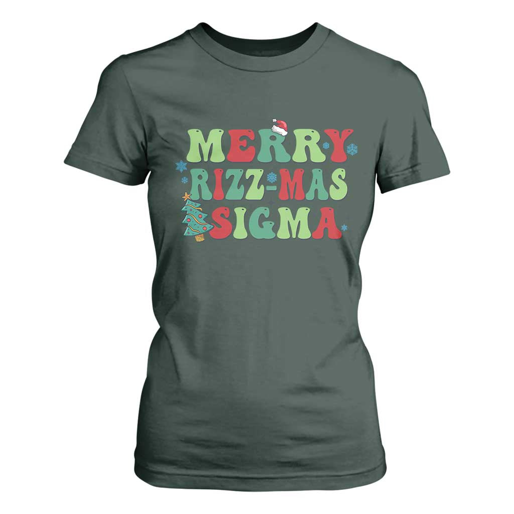 Merry Rizz Mas Sigmas T Shirt For Women TS09 Dark Forest Green Print Your Wear