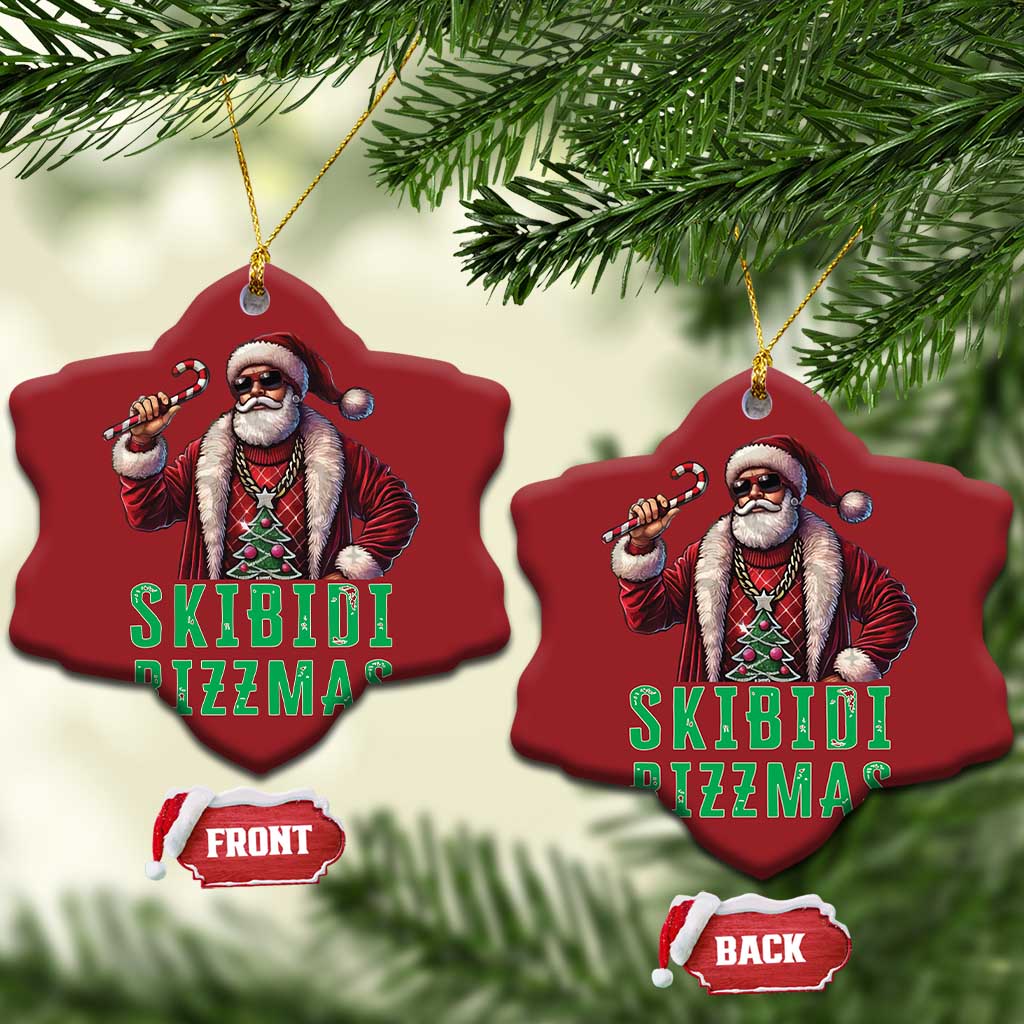 Funny Xmas Christmas Ornament Skibidi Rizzmas Cool Santa Gangsta TS09 Snow Flake Red Print Your Wear