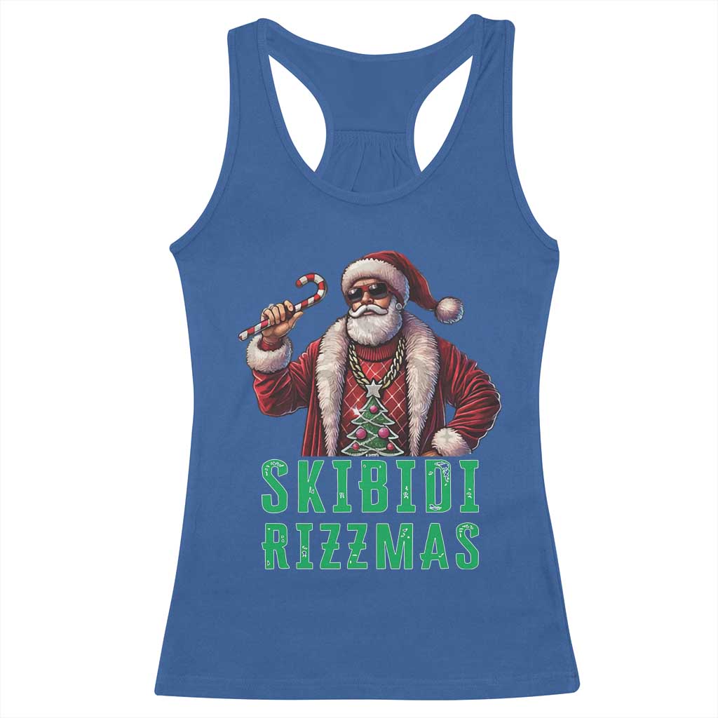 Funny Xmas Racerback Tank Top Skibidi Rizzmas Cool Santa Gangsta TS09 Royal Blue Print Your Wear