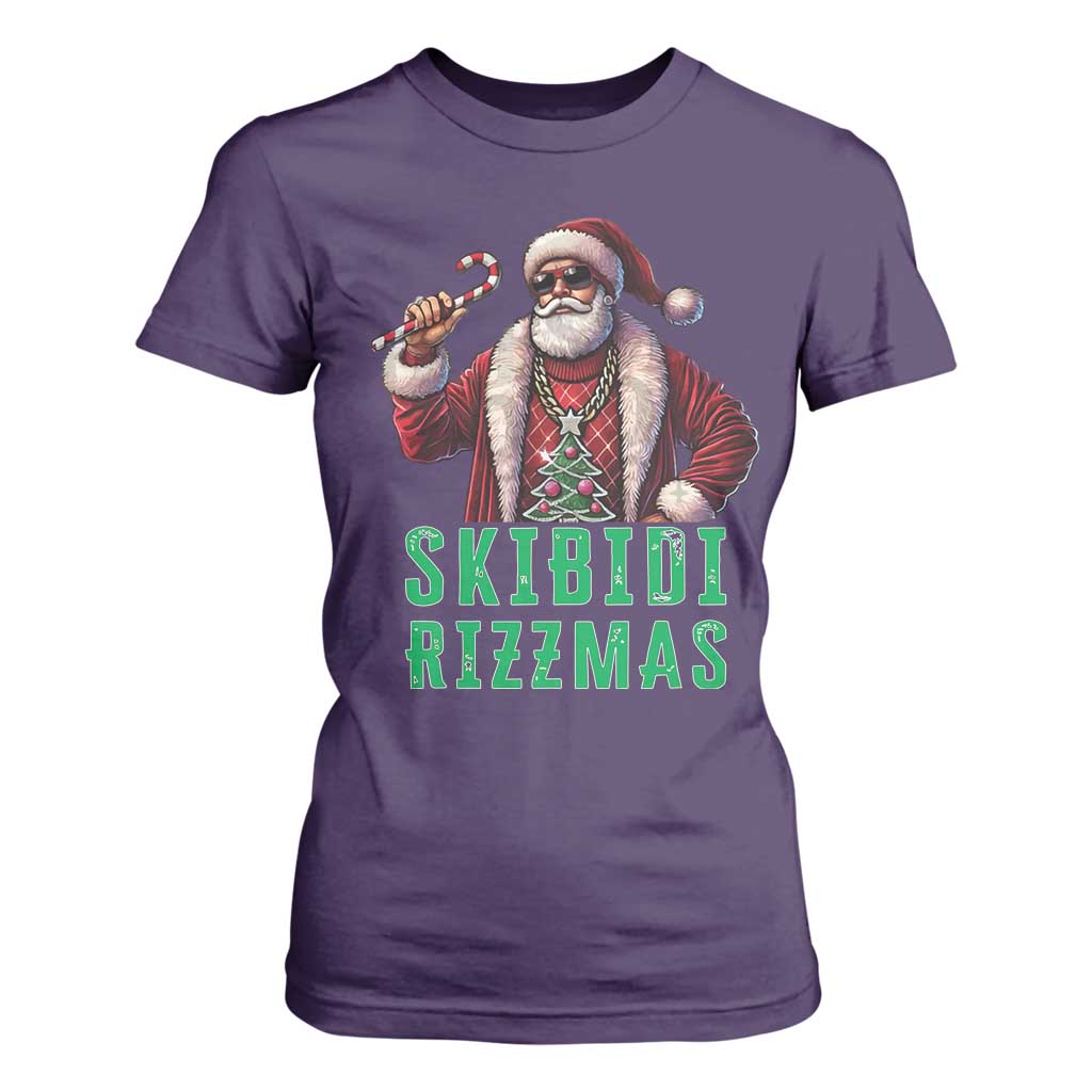 Funny Xmas T Shirt For Women Skibidi Rizzmas Cool Santa Gangsta TS09 Purple Print Your Wear
