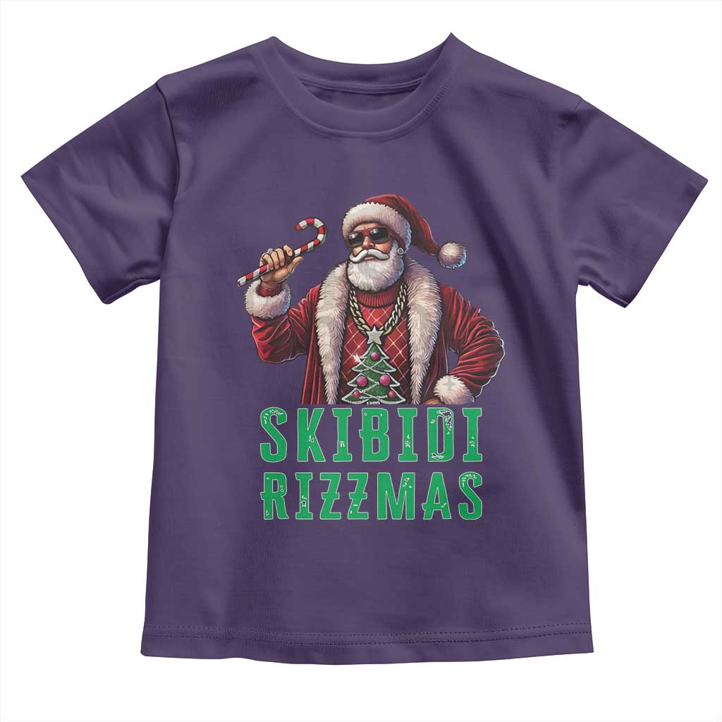 Funny Xmas Toddler T Shirt Skibidi Rizzmas Cool Santa Gangsta TS09 Purple Print Your Wear