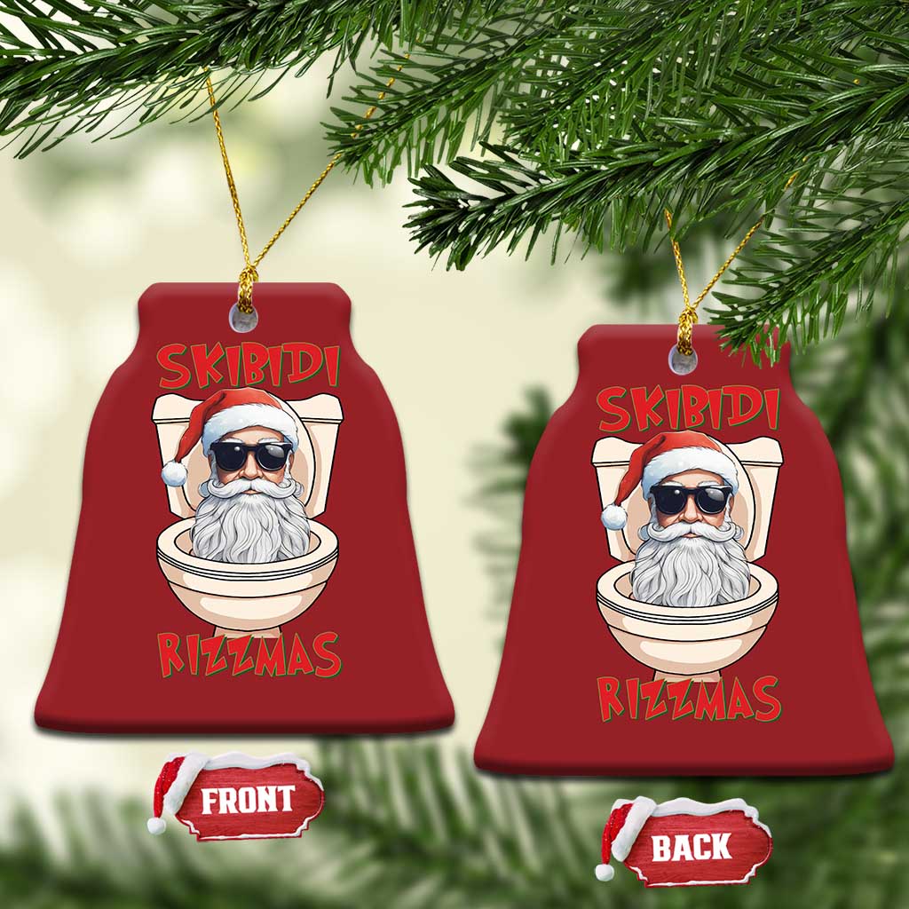 Funny Skibidi Rizzmas Santa Toilet Meme Christmas Ornament TS09 Bell Flake Red Print Your Wear