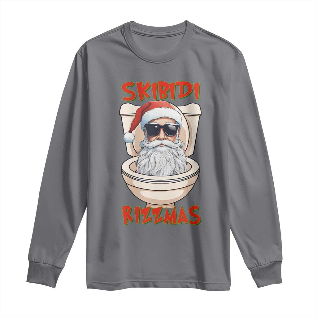 Funny Skibidi Rizzmas Santa Toilet Meme Long Sleeve Shirt TS09 Charcoal Print Your Wear