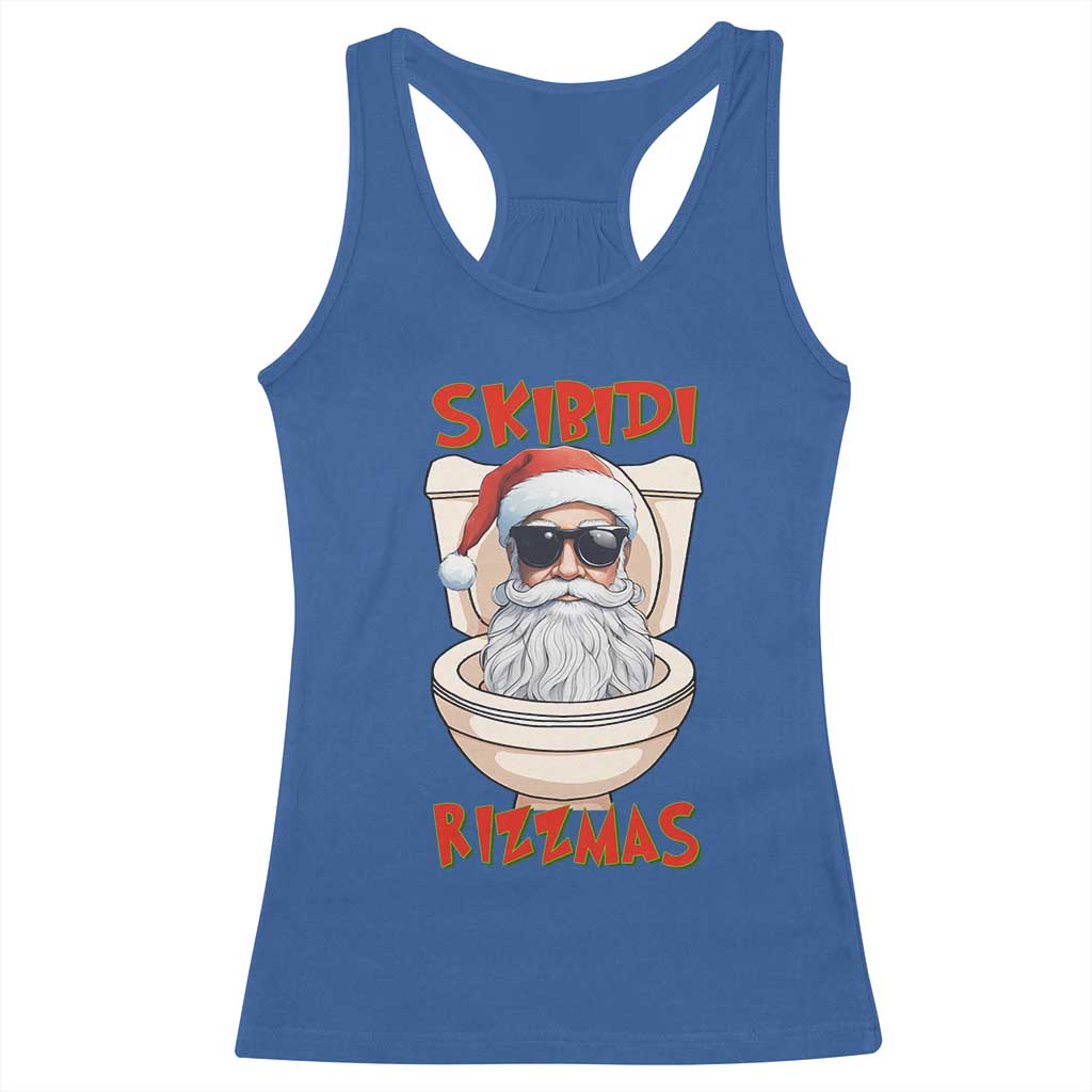Funny Skibidi Rizzmas Santa Toilet Meme Racerback Tank Top TS09 Royal Blue Print Your Wear