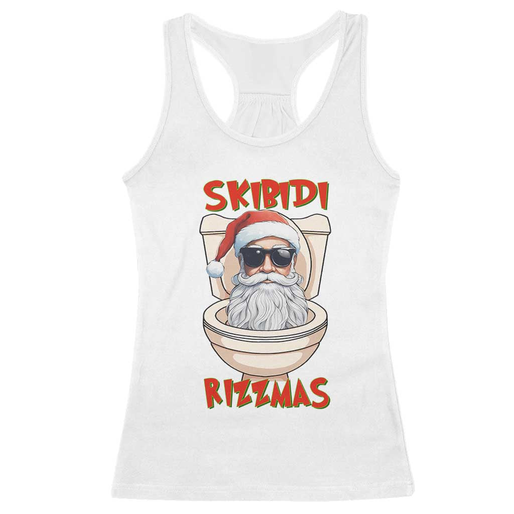 Funny Skibidi Rizzmas Santa Toilet Meme Racerback Tank Top TS09 White Print Your Wear