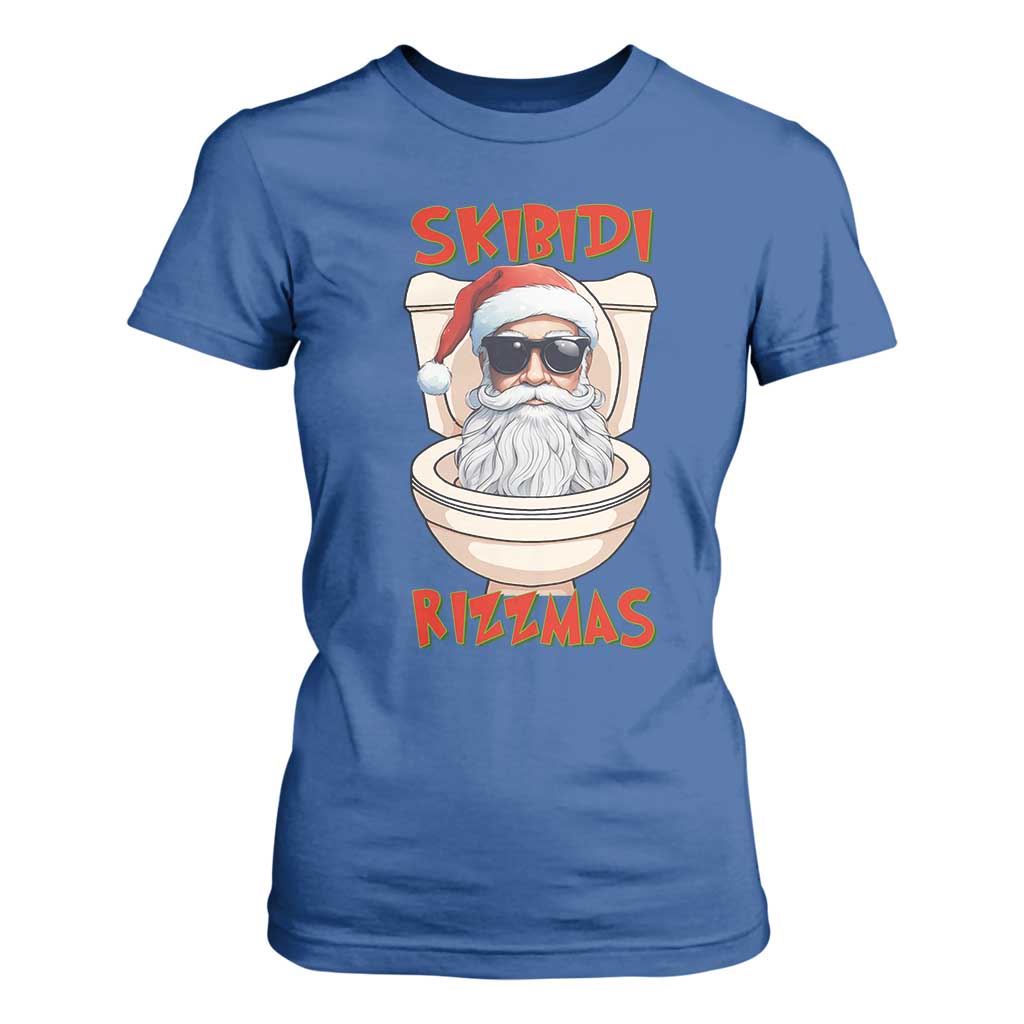 Funny Skibidi Rizzmas Santa Toilet Meme T Shirt For Women TS09 Royal Blue Print Your Wear