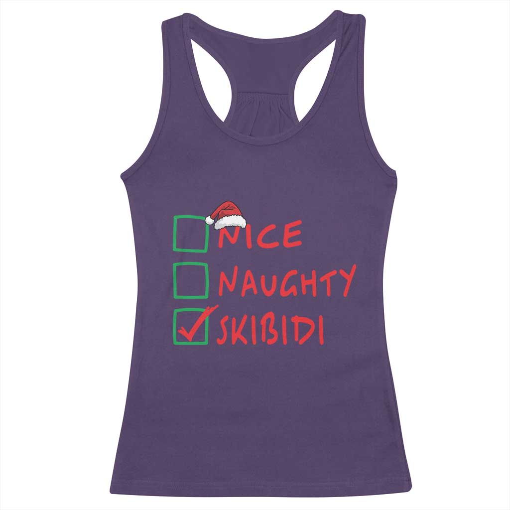 Funny Xmas Racerback Tank Top Nice Naughty Skibidi TS09 Purple Print Your Wear