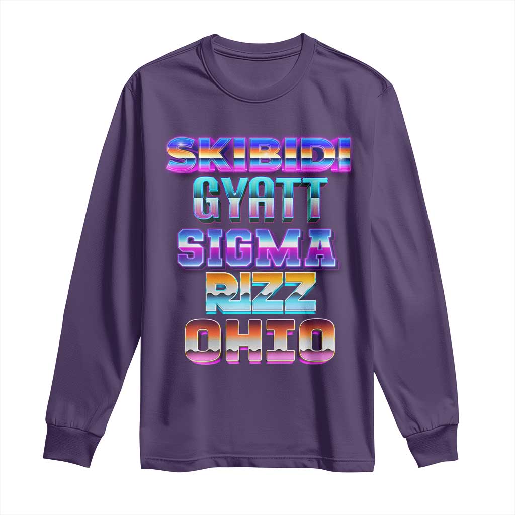 Skibidi Gyatt Sigma Rizz Ohio Long Sleeve Shirt TS09 Purple Print Your Wear