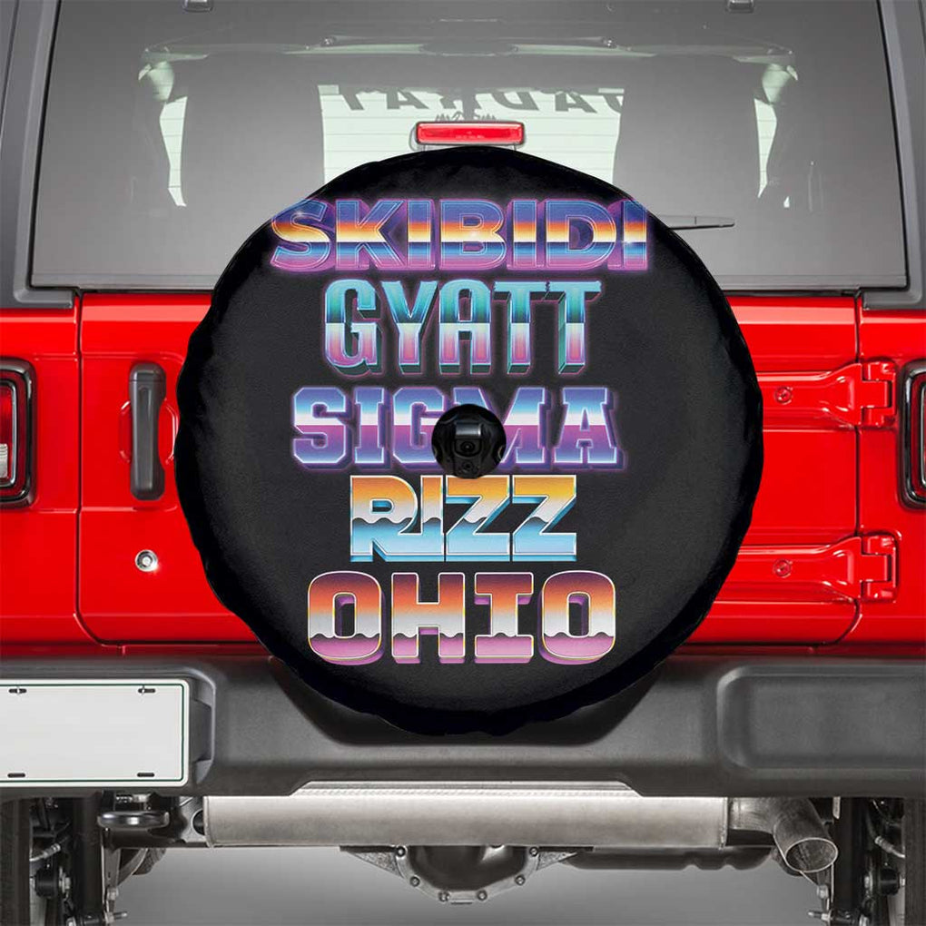 Skibidi Gyatt Sigma Rizz Ohio Spare Tire Cover TS09 Black Print Your Wear